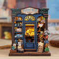 Book Nook DIY Journey Trace Bookshop – Librairie Miniature à Construire – Kit Maquette 3D Bois LED – Décor Étagère