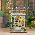 Book Nook DIY Fleuriste Champs-Élysées – Boutique Miniature à Construire – Kit Maquette 3D Bois LED – Décor Étagère