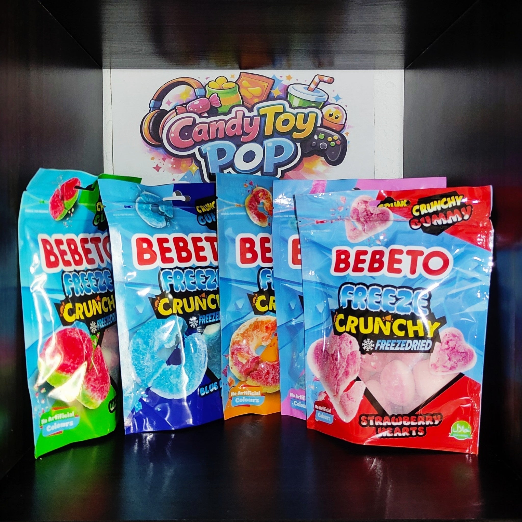 🍓 Bebeto Freeze Crunchy Strawberry Hearts – Bonbons Lyophilisés Croquants