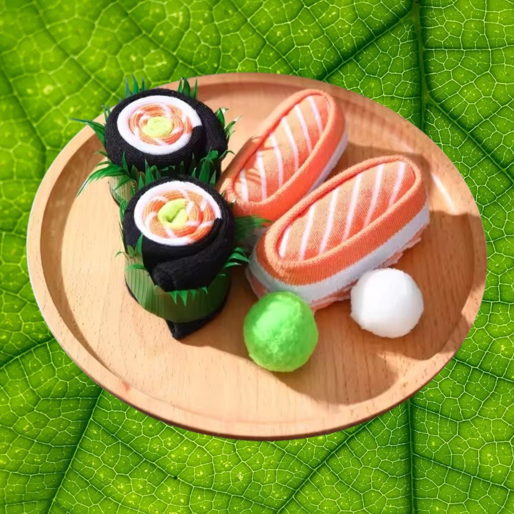 Chaussettes Fantaisie Présentées en Forme de Sushi