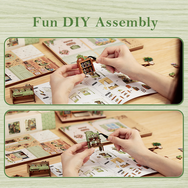Book Nook DIY Fleuriste Champs-Élysées – Boutique Miniature à Construire – Kit Maquette 3D Bois LED – Décor Étagère