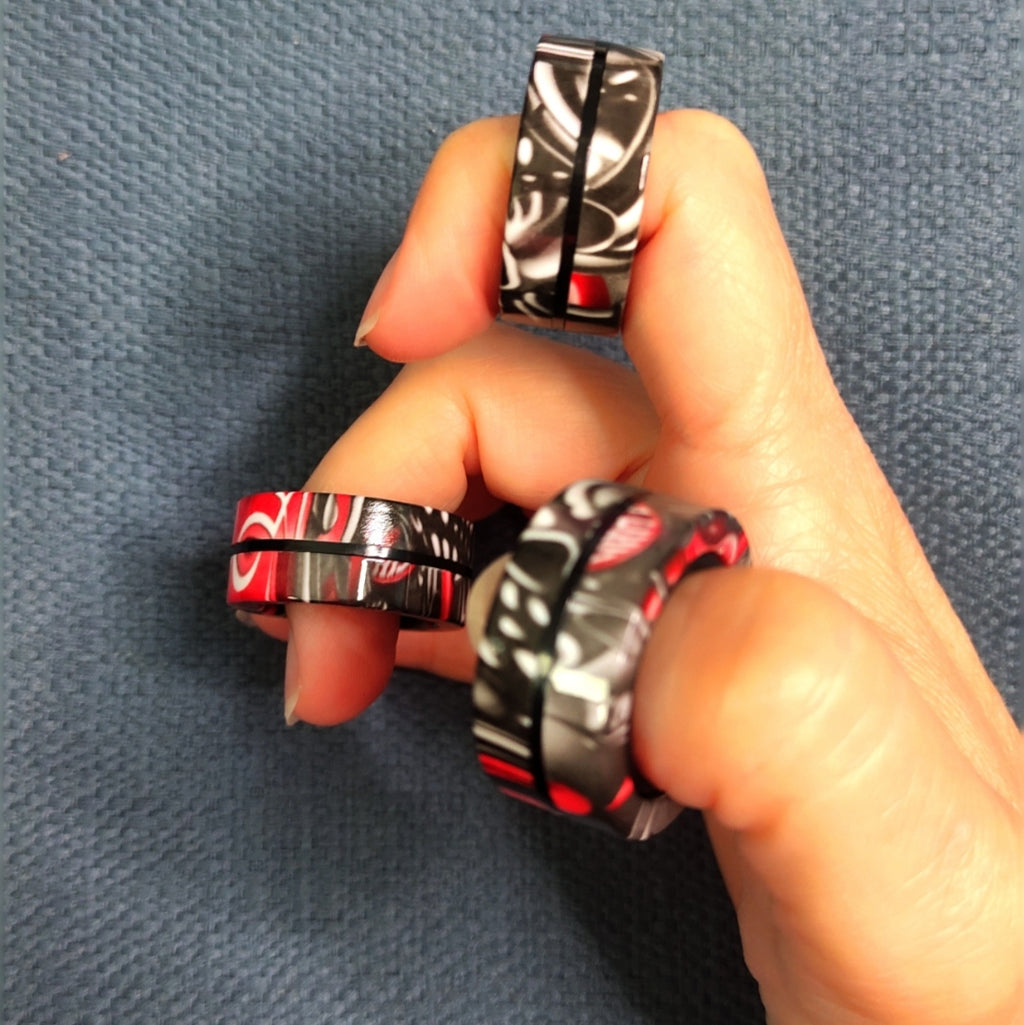 Anneaux Fidget Magnétiques Marbré Rouge