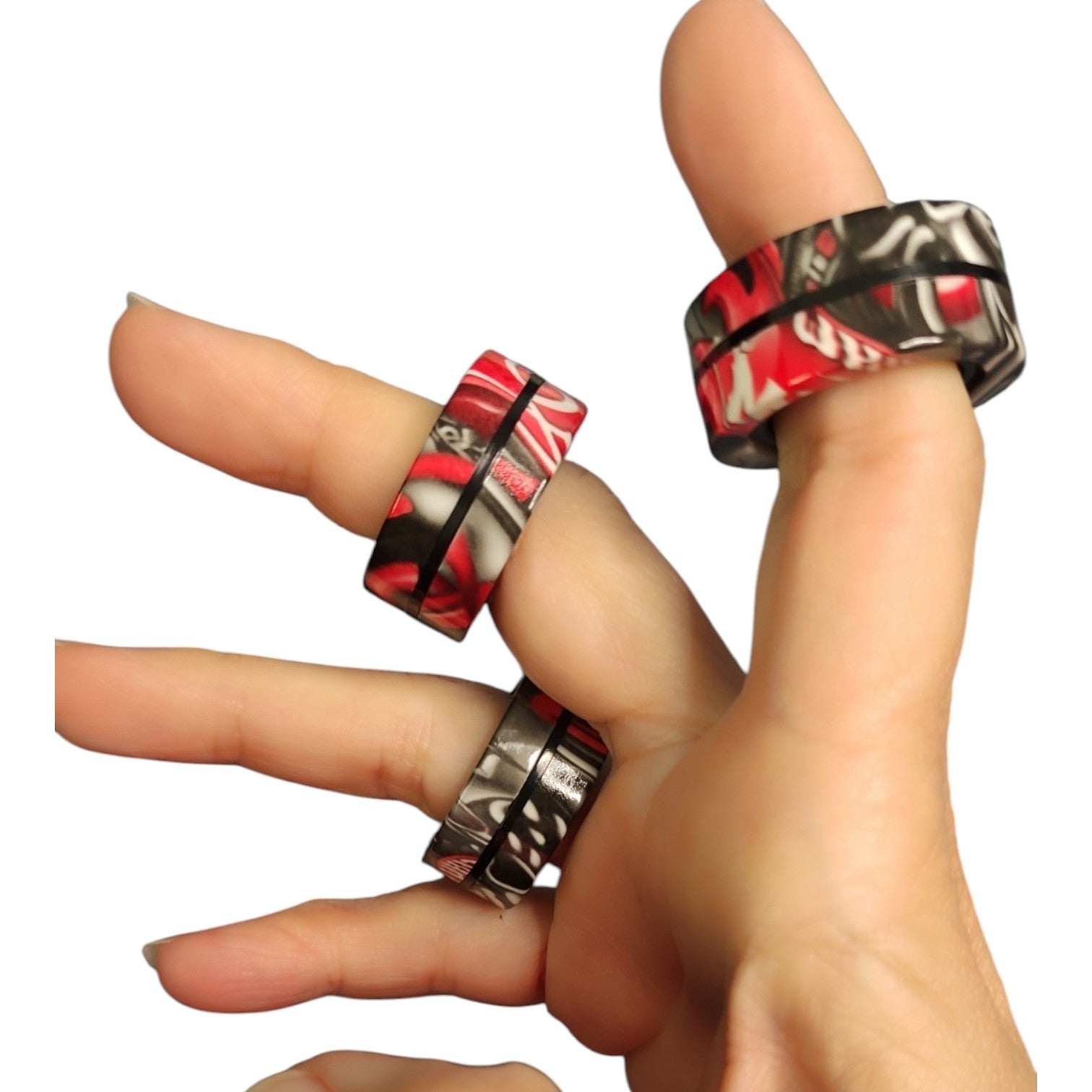 Anneaux Fidget Magnétiques Marbré Rouge